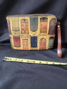 Patricia Nash Multicolor Door Print Wristlet Clutch